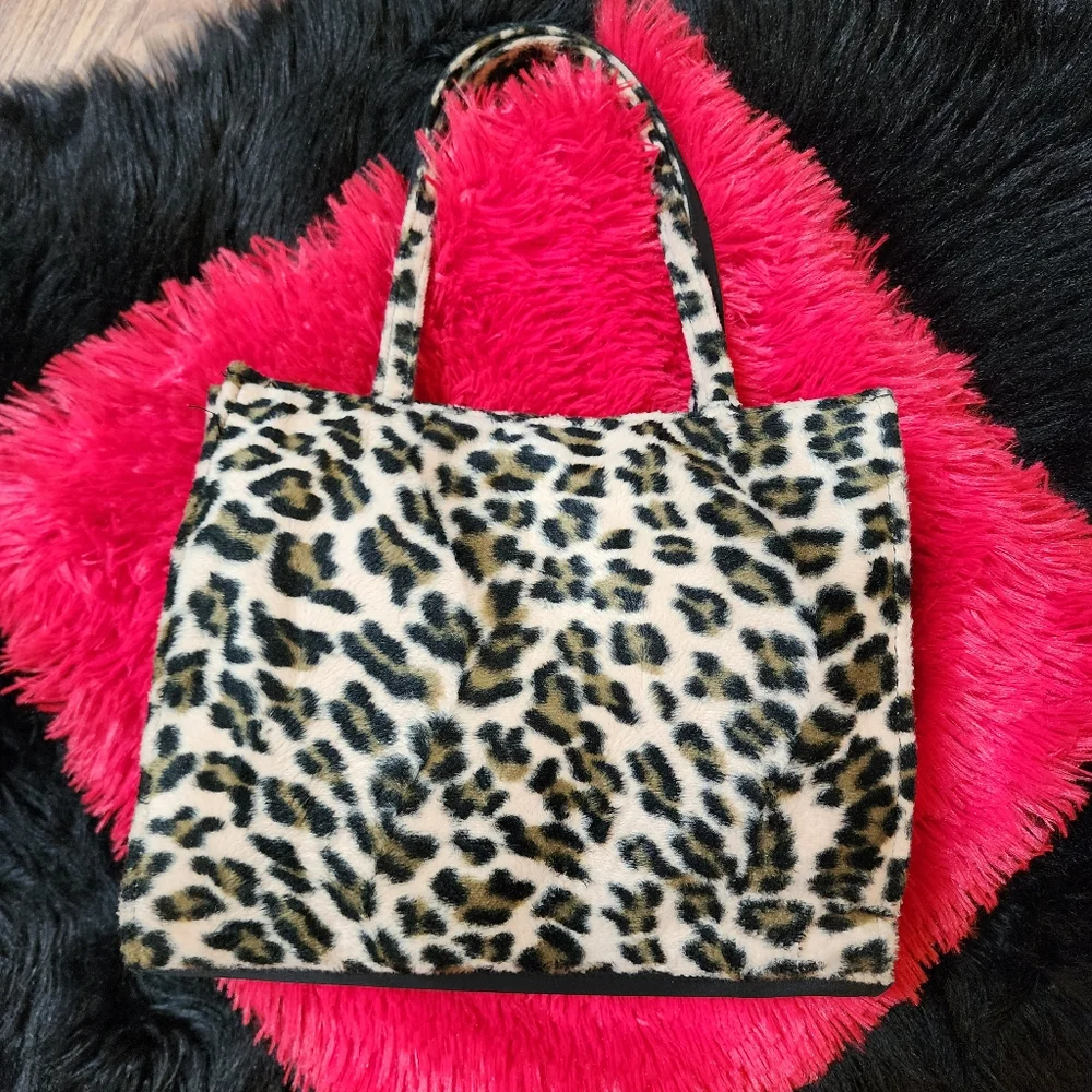 Y2K Faux Fur Animal Print Small Tote